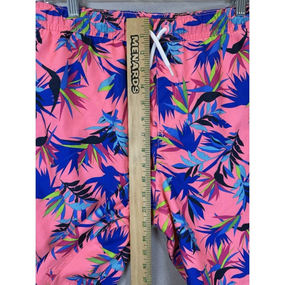Lands End Boy's Sz 2XL (18-20) Pink Tropical Prints Mesh Lined Swim Trunk Shorts